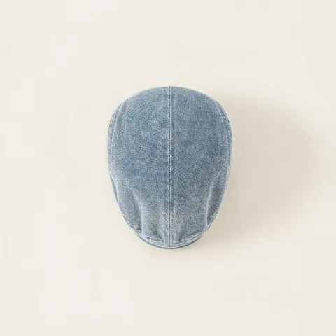 Berretto in Denim Retrò per Bambini Lettera Ricamata Coppola Vintage Regolabile Denim Lavato Cappello Piatto Ragazzi Ragazze