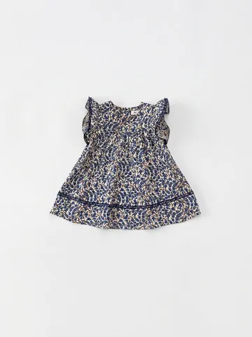 Toddler Girls Floral Cotton Dress Summer Short Sleeve Fly Sleeve Lace Trim Princess A-Line Sundress Casual Toddler Clothes