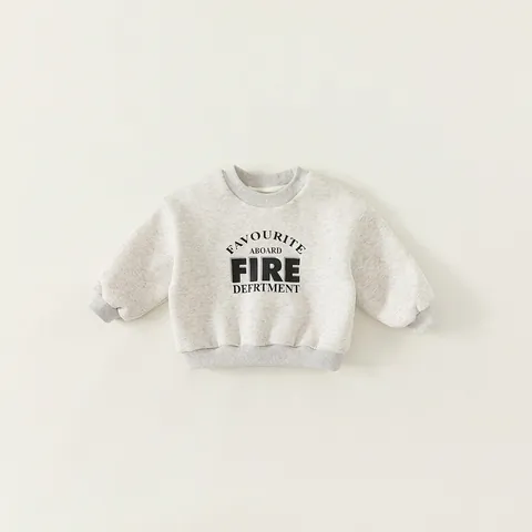 Kinder Sweatshirt Mit Buchstabendruck Fleece Rundhals Langarm Pullover Tops Für Jungen Mädchen Lässig Winter Kleidung