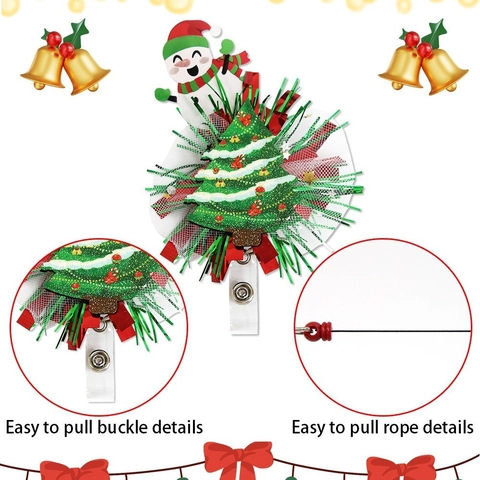 Weihnachten Ausziehbarer Ausweishalter Weihnachtsmann Schneemann Rentier Baum Glitzer Filz ID Namenskartenhalter Für Büro Krankenschwester Feiertags Party