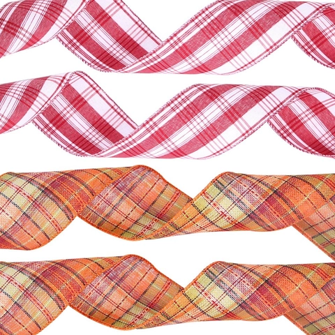 Weihnachten Kariertes Band Leinenimitat Dekoband Für Weihnachtsbaum DIY Schleifen Party Geschenkverpackung Basteln