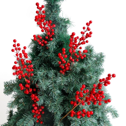 Rami di Bacche Rosse Natalizie Artificiali Steli di Bacche di Schiuma Realistici per la Decorazione della Casa dell'Albero di Natale