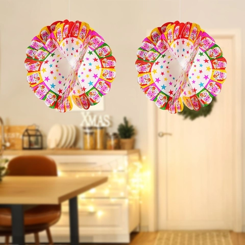 Christmas Santa Claus Honeycomb Ball Hanging Ornament 3D PET Folding Pendant For Holiday Party Home Decoration Festive Layout