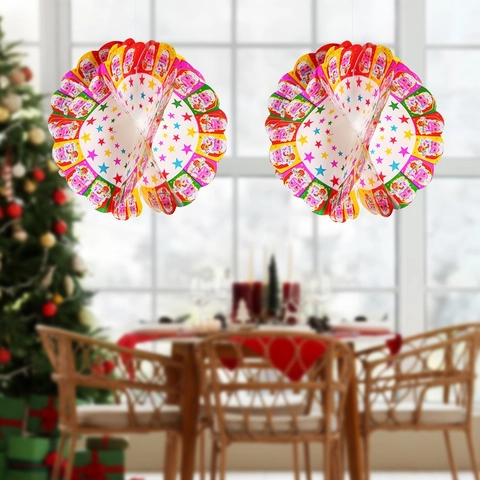 Christmas Santa Claus Honeycomb Ball Hanging Ornament 3D PET Folding Pendant For Holiday Party Home Decoration Festive Layout