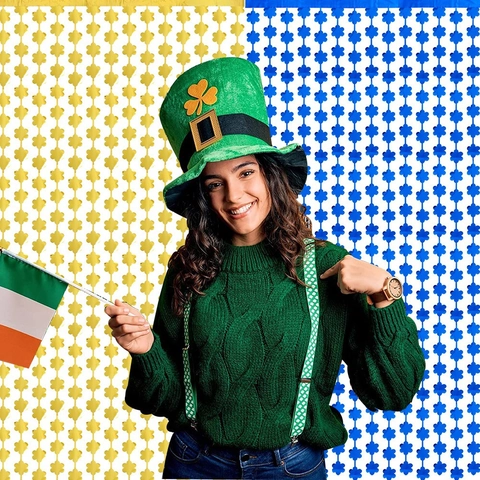 Tenda di Tinsel a Trifoglio per il Giorno di San Patrizio Tenda con Frange in Lamina Metallica per Decorazione Sfondo Festa Irlandese