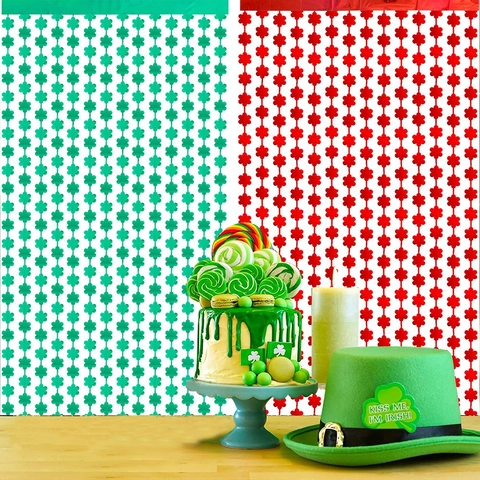 Tenda di Tinsel a Trifoglio per il Giorno di San Patrizio Tenda con Frange in Lamina Metallica per Decorazione Sfondo Festa Irlandese