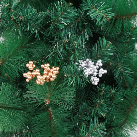 Mini Bacche Artificiali di Natale Ornamente Schiuma Metallico Oro Argento Grappoli per Decorazione Albero di Natale