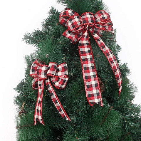 Fiocchi di Natale Buffalo Plaid Nastro a Scacchi Rossi e Neri per Decorazioni Albero di Natale Confezioni Regalo Addobbi
