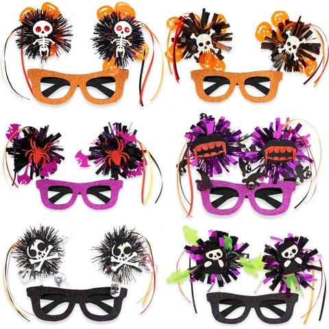 Halloween Party Decorative Glasses Glitter Plastic Skeleton Skull Spider Pumpkin Costume Novelty Eyewear Props For Party Supplies