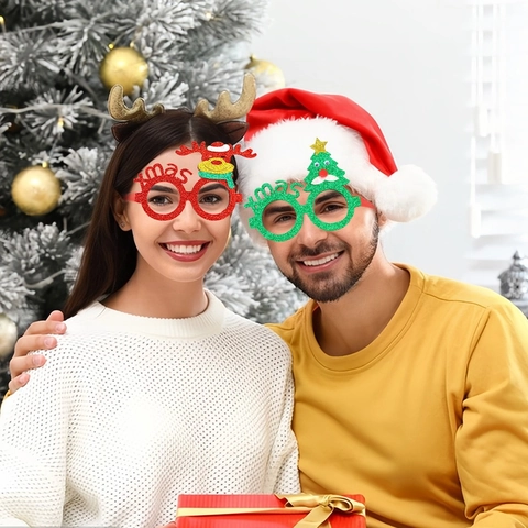 Montatura per Occhiali da Festa di Natale Luccicante Albero di Natale Corna di Renna Occhiali da Costume Divertenti per Puntelli Foto