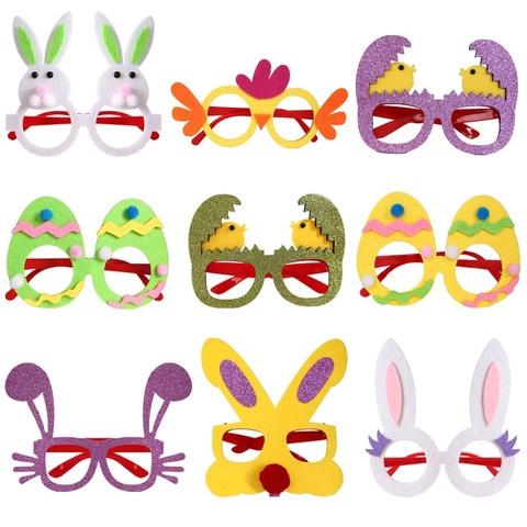 Easter Party Glasses Frame For Kids Adults Felt Plastic Glitter Rabbit Bunny Egg Chick Festive Holiday Photo Props Party Decorations