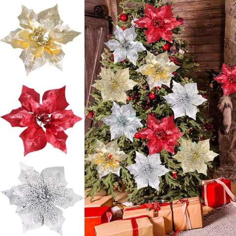 Künstliche Weihnachtssterne Glitzer Hohle Dekoration Für Weihnachtsbaumschmuck Festliche Party Heimdekoration