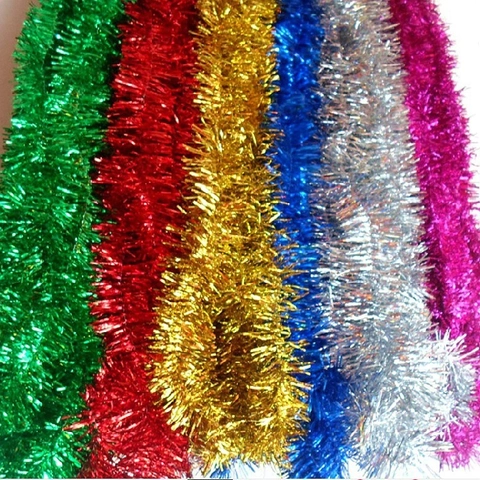 Metalen Kunststof Kerst Slingers Pluizige Dubbele Laag Hangende Decoratie Voor Feest Verjaardag Kerstboom Muur Decoratie