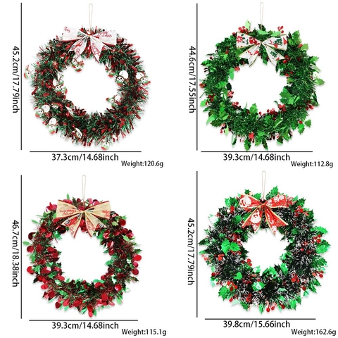 Ghirlanda Natalizia Artificiale Con Bacche Fiocco Pupazzo di Neve Babbo Natale Decorazione da Appendere Casa Porta Ghirlanda Ornamento