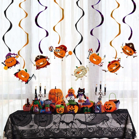Decorazioni a Spirale Sospese per Halloween Zucca Cartone Animato Strega Scheletro Vampiro Ornamenti da Soffitto per Festa