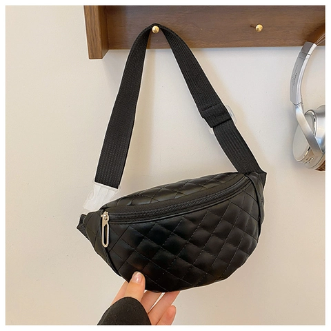 Damen Gesteppte PU Leder Brusttasche Rautenmuster Gürteltasche Trendige Umhängetasche Mit Verstellbarem Riemen Für Den Alltag