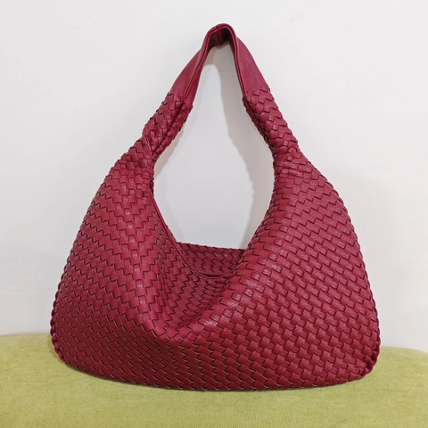 Bolso de Hombro Tejido para Mujer Cuero de PU Bolso Hobo de Gran Capacidad Color Sólido Bolso de Moda para Conmutar Diariamente Oficina Bolso Tote