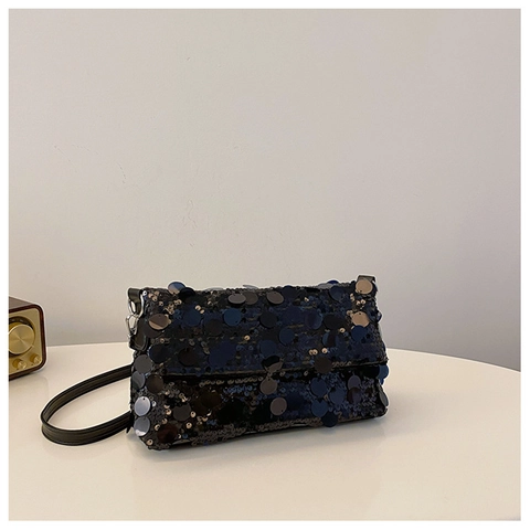 Sac à Épaule en Paillettes pour Femmes Sac à Bandoulière Étincelant pour Fête Sac à Rabat Carré Brillant Sac à Main Élégant