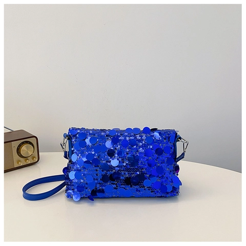 Sac à Épaule en Paillettes pour Femmes Sac à Bandoulière Étincelant pour Fête Sac à Rabat Carré Brillant Sac à Main Élégant