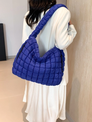 Borsa Tote Trapuntata da Donna Grande Capacità in Tessuto Oxford Borsa a Spalla Nuvola Borsetta Imbottita Morbida Casual Retro