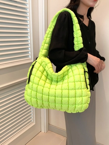 Borsa Tote Trapuntata da Donna Grande Capacità in Tessuto Oxford Borsa a Spalla Nuvola Borsetta Imbottita Morbida Casual Retro