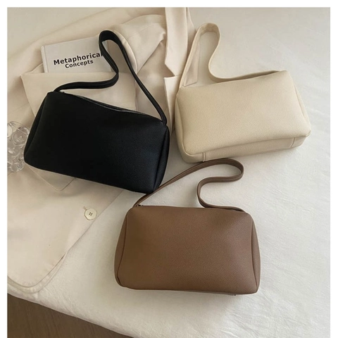 Women Simple PU Pebbled Shoulder Bag Solid Color Underarm Bag Zipper Closure Urban Fashion Commuter Handbag Hobo Bag