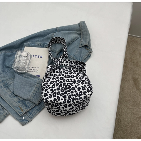 Borsa a Tracolla in Tessuto con Stampa Leopardata e Zebrata alla Moda per Donna Borsa a Spalla Semplice con Tracolla Larga Regolabile