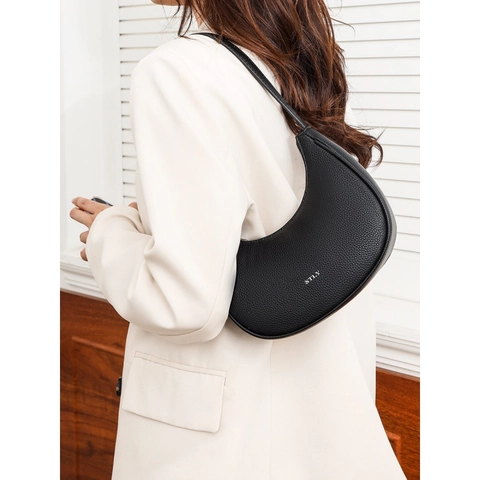Vera Pelle Grana Litchi Borsa Hobo Mezzaluna per Donna Minimalista Tracolla Borsa a Spalla Urban Borsa Sottobraccio Regalo
