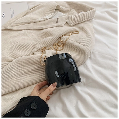 Avant-Garde Resin Human Body Shape Crossbody Bag Creative Mirror Electroplated Single Shoulder Chain Bag For Trendy Women Party