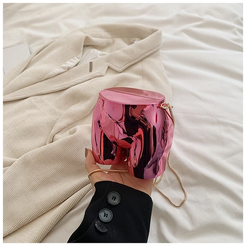 Avant-Garde Resin Human Body Shape Crossbody Bag Creative Mirror Electroplated Single Shoulder Chain Bag For Trendy Women Party