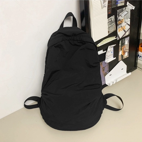 Zaino in Nylon con Trama Increspata Urban Minimalista Grande Capacità Borsa a Spalla Tinta Unita Zaino Leggero per Donna Quotidiano Viaggio