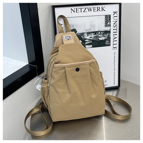Damen Nylon Multifunktions Rucksack Schultertasche Minimalistisch Urban Alltag Umhängetasche Brusttasche Mit Metall Drehverschluss