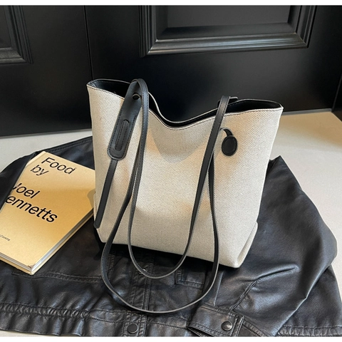 Borsa Tote in Tela da Donna Grande Capacità Minimalista Urbana Borsa a Tracolla Con Manico in Pelle PU Patchwork Borsa per Lavoro Quotidiano