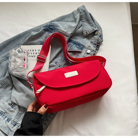 Damen Urban Minimalistisch Stoff Schultertasche Vielseitige Einfarbige Umhängetasche Mit Verstellbarem Breitem Gurt Lässige Mode Handtasche