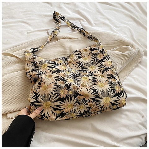 Bolso Tote de Lona de Gran Capacidad para Mujer Estampado Floral Leopardo Lazo Bolso de Hombro Casual Bolso de Compras