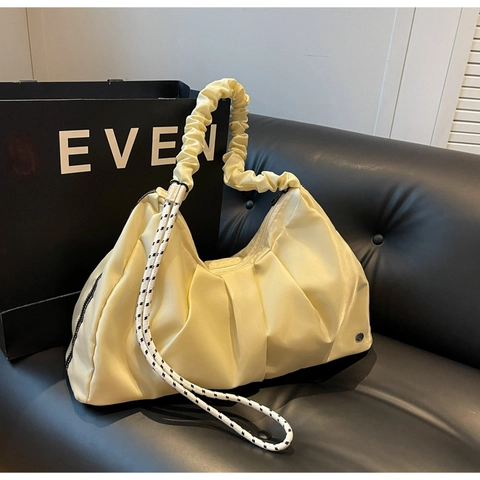 Borsa a Spalla in Nylon Pieghettata da Donna Tracolla Arricciata Borsa Cloud Grande Capacità Casual Urban Hobo Bag Quotidiana