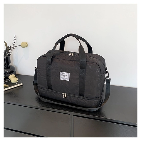 Große Kapazität Damen Stern Gesteppt Stoff Reisetasche Multifunktionale Nylon Gym Umhängetasche Mit Boden Schuhfach