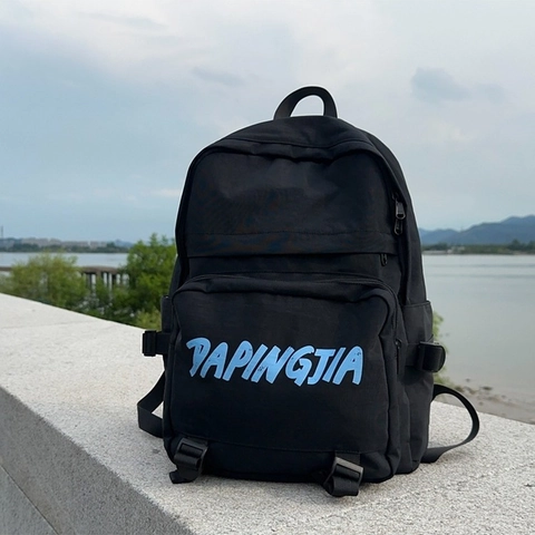 Mochila Casual de Nailon para Mujer Gran Capacidad Bolsa de Viaje Estampado de Letras Mochila Escolar Moderna Simple
