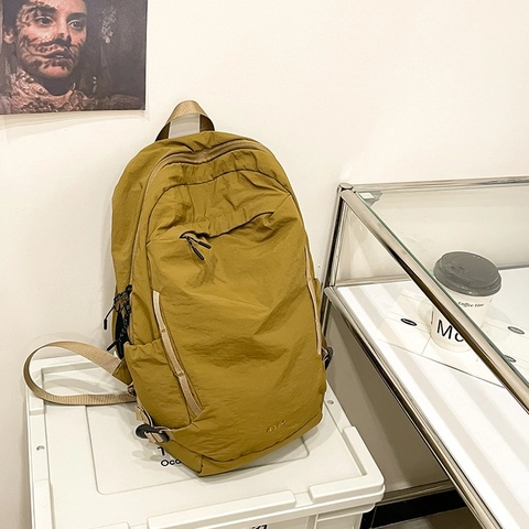 Women's Urban Minimalist Washed Fabric Backpack Casual Large Capacity Travel Bag School Shoulder Bag Solid Color For Women