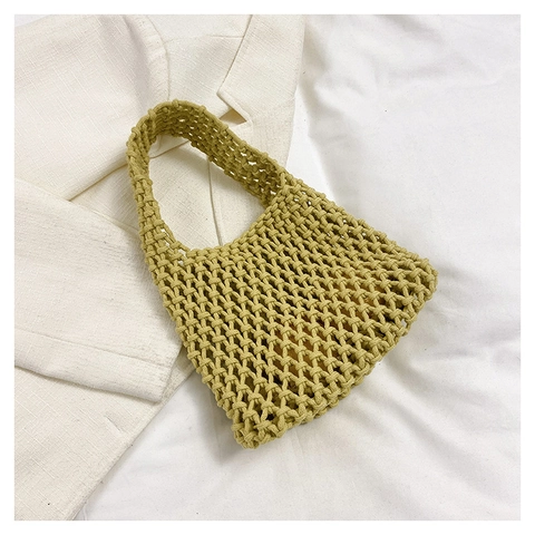 Sommer Neues Design Gewebte Hohle Handtasche Damen Casual Häkeln Netz Umhängetasche Boho Strand Urlaub Tote Handtasche