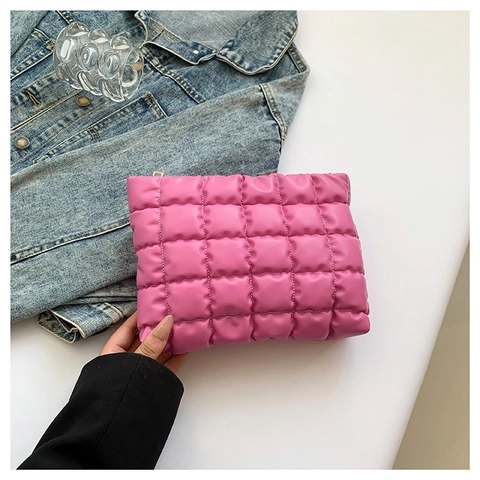 Pochette Trapuntata Imbottita alla Moda per Donna Borsa a Mano in Pelle PU Minimalista Borsa a Nuvola Metallica Elegante Borsa Versatile