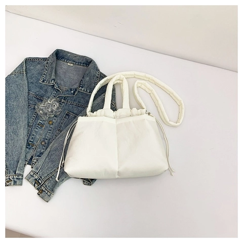 Borsa Trapuntata di Tendenza da Donna Borsa a Spalla Imbottita Borsa a Tracolla con Coulisse Versatile Grande Borsa Tote Casual
