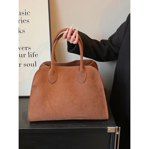 Borsa Tote Vintage in Finta Pelle Scamosciata Grande Capacità Minimalista Urbana Handbag Donna Retro Tracolla Pendolare Chiusura Magnetica