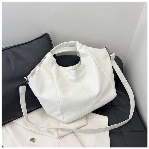 Bolso de Mano de Cuero PU para Mujer Gran Capacidad Minimalista Color Sólido Bolso de Hombro Cruzado Moda Casual
