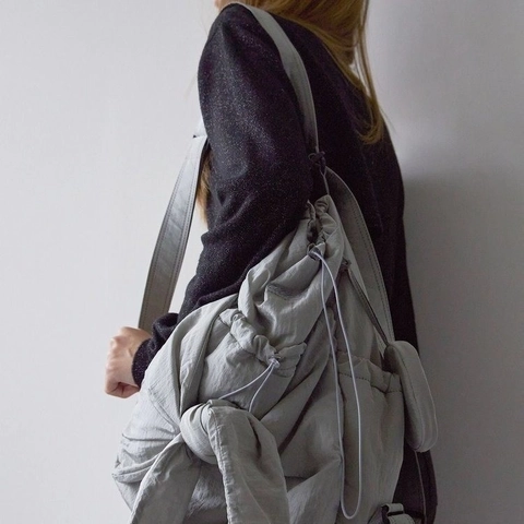 Dames Oxford Doek Cloud Bag Strik Trekkoord Designer Schoudertas Grote Capaciteit Puffy Rugzak Voor Dubbel Gebruik Casual Tote Tas