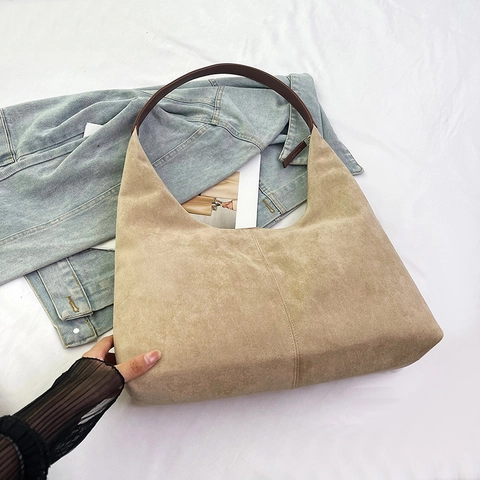 Bolso Hobo Minimalista para Mujer Gran Capacidad Cuero PU Mate Bolso de Hombro Color Sólido Casual Tote para Uso Diario