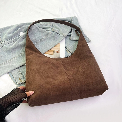 Bolso Hobo Minimalista para Mujer Gran Capacidad Cuero PU Mate Bolso de Hombro Color Sólido Casual Tote para Uso Diario