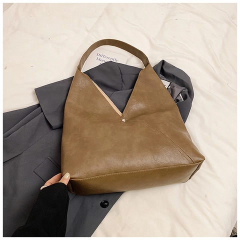 Damen Große Kapazität PU Leder Schultertasche Minimalistisch Hobo Tote Tasche Für Pendeln Mode Urban Einfach Stil Handtasche