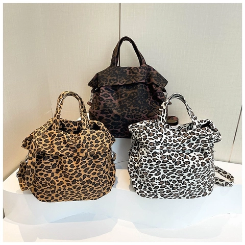 Mode Leopardenmuster Canvas Tote Bag Große Kapazität Schulter Umhängetasche Für Damen Trendy Casual Alltag Handtasche