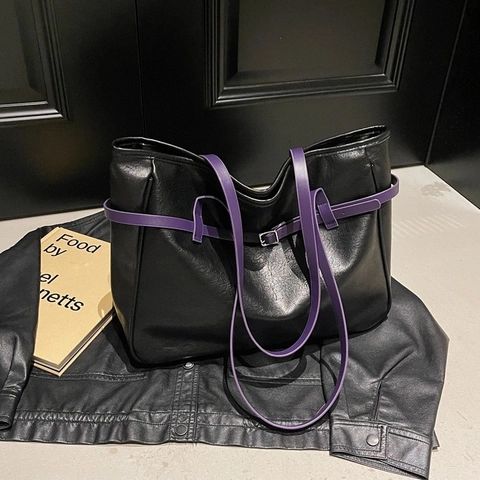 Fashion PU Leather Shoulder Bag For Women Large Capacity Tote Bag Trendy Versatile Simple Handbag For Daily Commute